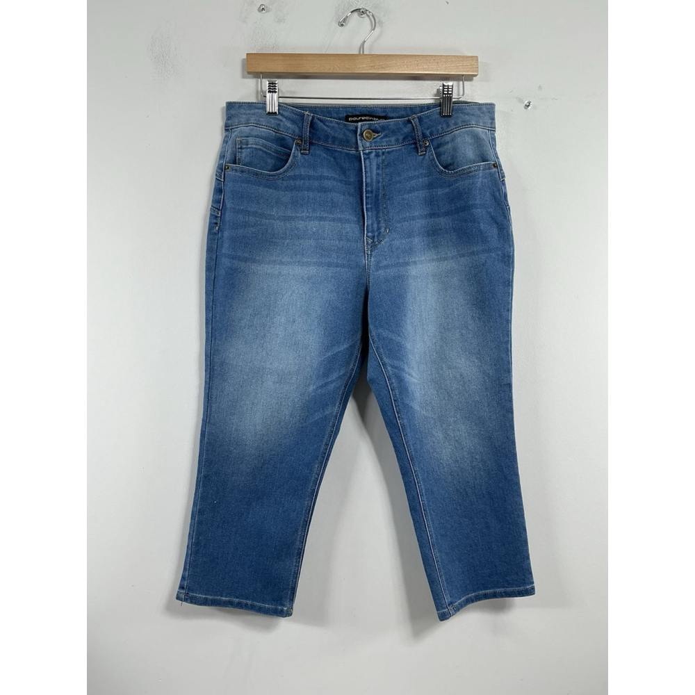 Womans Excellent Condition Pouredinblue Capri Blue Jeans Size 12 0194/B-5